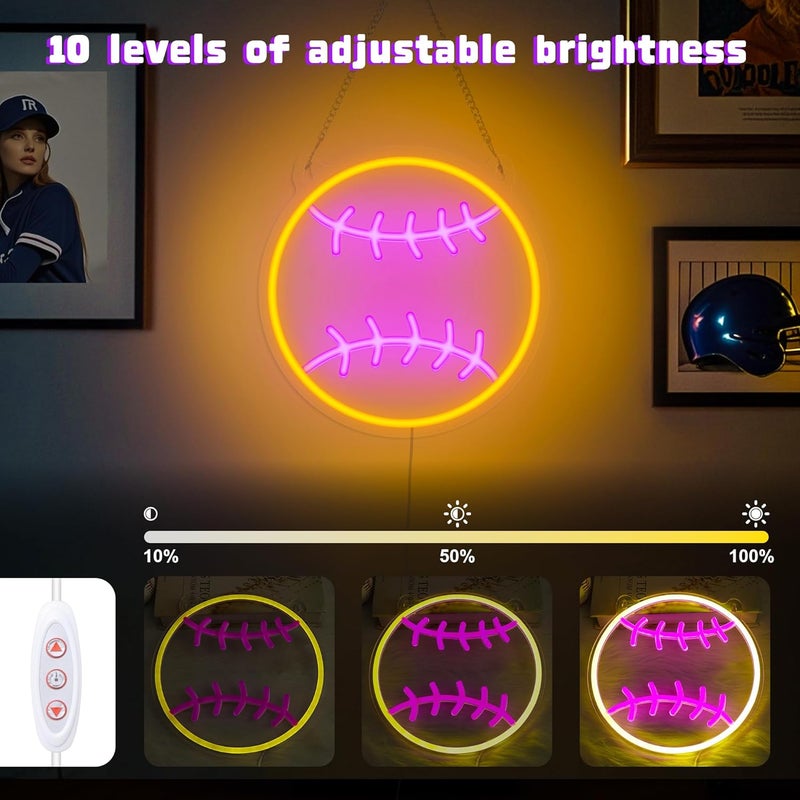 OkiyiD Softball Neon Sign - Dimmable Sport Wall Decor With USB Power, Softball Gifts for Girls 8-12, LED Neon Lights for Girls Cave College Dorm Softball Fan Accessories Stuff - Image 3